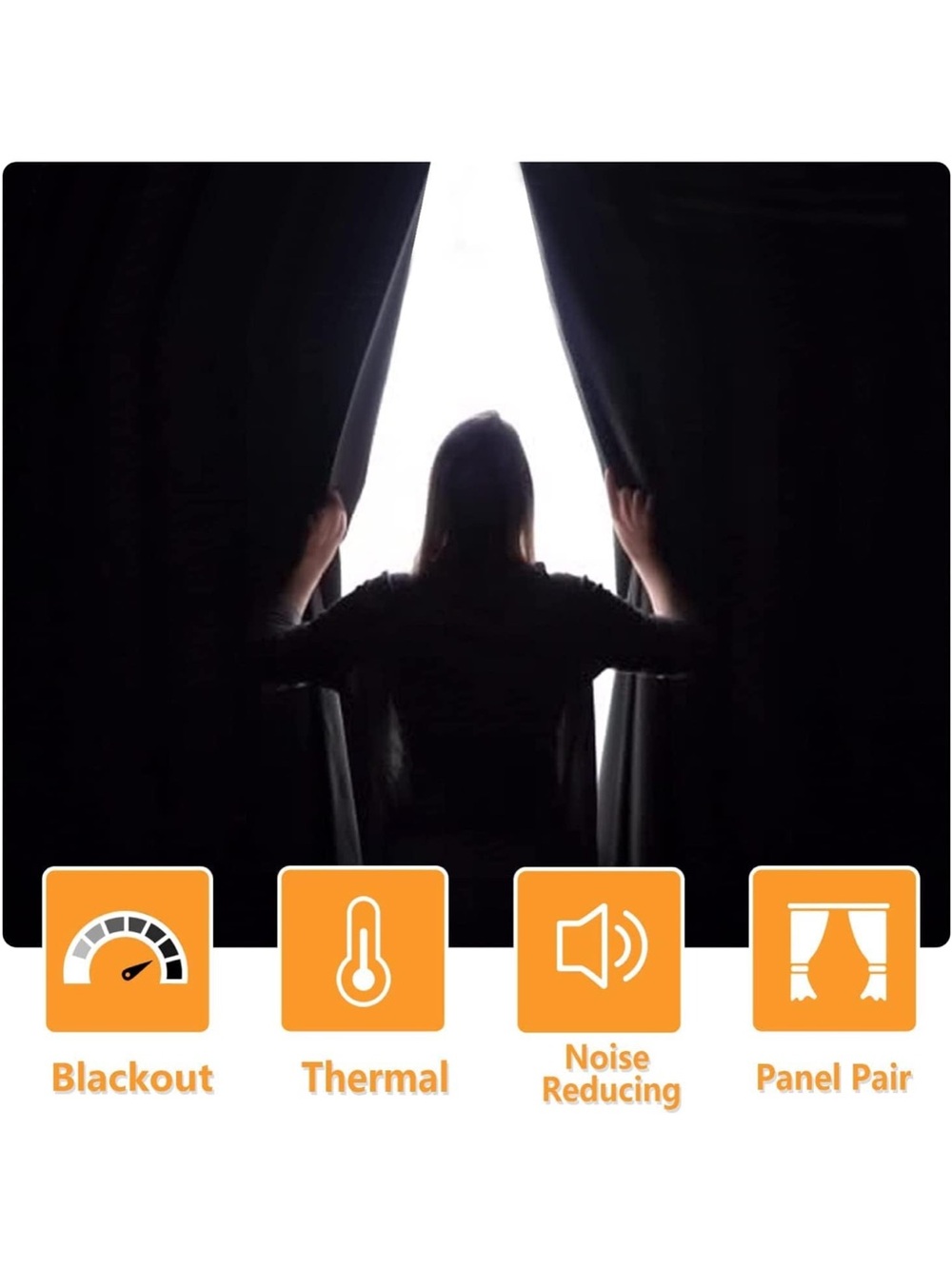 1 Set~2 Grommet Blackout Insulated Curtains 70x84 Sewn-On Tiebacks~Burnt Ochre - Picture 5 of 8